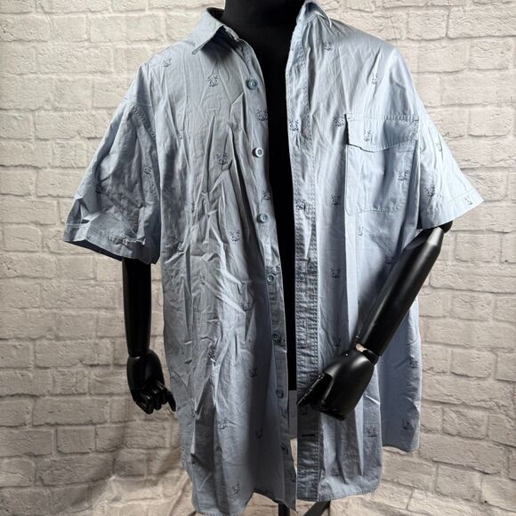 Nautica Anchor Mens 2XLT Short Sleeve Button-Up Big & Tall Sailor Blue Navy - Picture 8 of 9